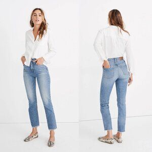Madewell High-Rise Straight Crop Jeans in Light Blue Wash